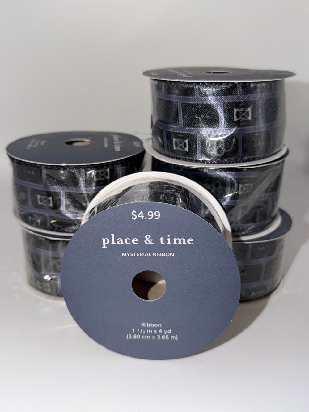 Halloween Gothic Tile Snake Eye Wired Edge Ribbon Spool Bundle Lot Spooky Craft - Picture 3 of 6